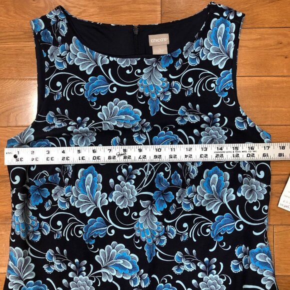 NEW Chico’s Sleeveless Shift Ponte Classic Navy Boatneck Dress Size 1 (US 8) - Picture 9 of 12